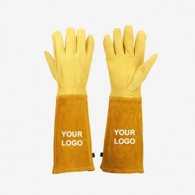 Lange Schweißerhandschuhe aus Rindsleder (hitzebeständi...