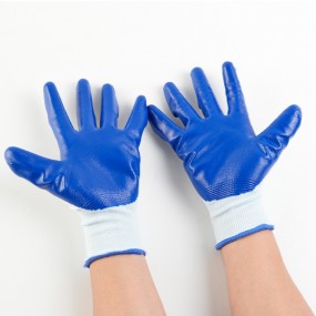 Nitril Arbeitshandschuhe als Werbeartikel mit Firmenlog...